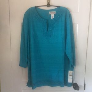 Alfred Dunner Women’s Top Size 20W Turquoise Blue